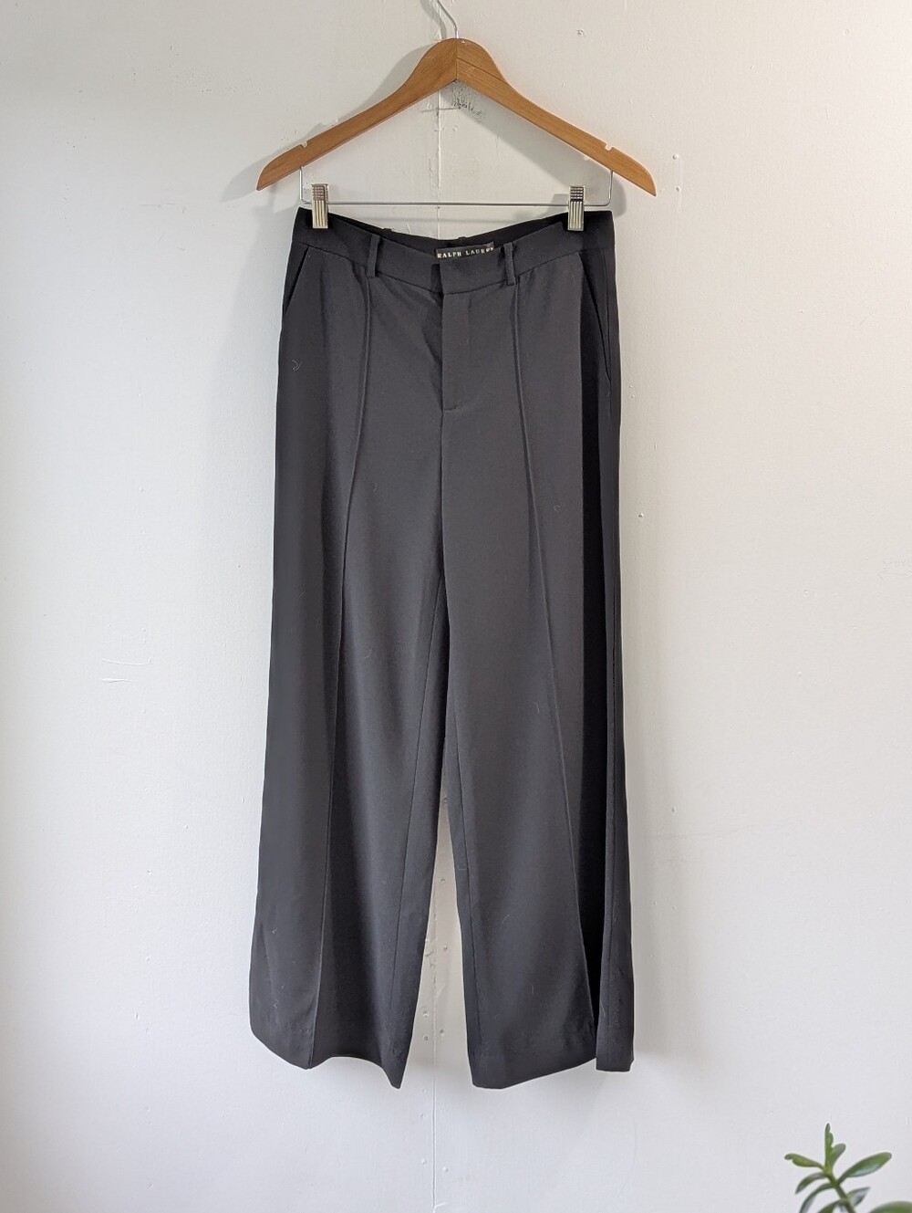 Black Label Ralph Lauren 100% Wool 2011 Sheila Wide Leg Trousers Black Size 4